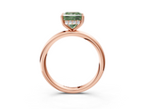 Rose gold Fancy Green Princess  Cut Solitaire Ring with Thin Band and Four-Prong Setting_3