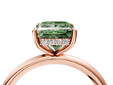 Rose gold Fancy Green Princess  Cut Solitaire Ring with Thin Band and Four-Prong Setting_4