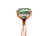 Rose gold Fancy Green Princess  Cut Solitaire Ring with Thin Band and Four-Prong Setting_5