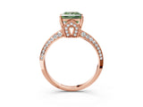 Rose gold Fancy Green Princess Cut Solitaire Split Shank Pave Diamond Engagement Ring with Four-Prong Setting_27