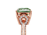 Rose gold Fancy Green Princess Cut Solitaire Split Shank Pave Diamond Engagement Ring with Four-Prong Setting_29