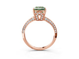 Rose gold Fancy Green Princess Cut Solitaire Split Shank Pave Diamond Engagement Ring with Four-Prong Setting_3