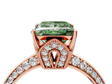 Rose gold Fancy Green Princess Cut Solitaire Split Shank Pave Diamond Engagement Ring with Four-Prong Setting_4