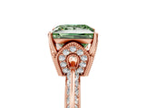 Rose gold Fancy Green Princess Cut Solitaire Split Shank Pave Diamond Engagement Ring with Four-Prong Setting_5