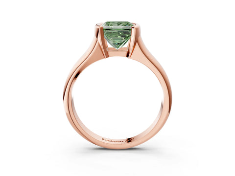 Rose gold Fancy Green Princess Cut Solitaire Tension Set Diamond Ring with Split Shank Band_3