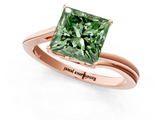 Rose gold Fancy Green Princess  Cut Solitaire Twist Band Ring with Four-Prong Setting_1