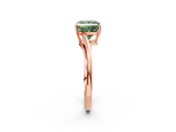 Rose gold Fancy Green Princess  Cut Solitaire Twist Band Ring with Four-Prong Setting_2