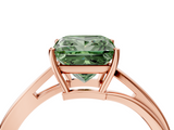 Rose gold Fancy Green Princess  Cut Solitaire Twist Band Ring with Four-Prong Setting_4