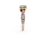 Rose gold Fancy Green Princess Cut Solitaire Twist Pave Diamond Engagement Ring with Prong Setting_2