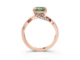 Rose gold Fancy Green Princess Cut Solitaire Twist Pave Diamond Engagement Ring with Prong Setting_3