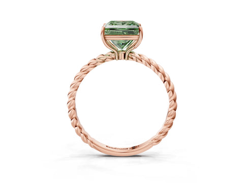 Rose gold Fancy Green Princess Cut Solitaire Twisted Band 4-Prong Ring_3