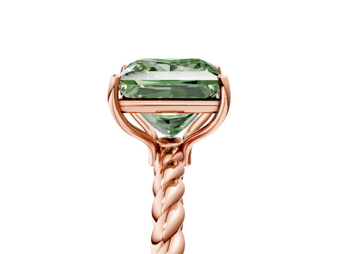 Rose gold Fancy Green Princess Cut Solitaire Twisted Band 4-Prong Ring_5