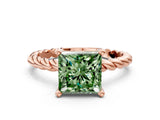Rose gold Fancy Green Princess  Cut Solitaire Twisted Band with Four-Prong Setting_29