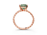 Rose gold Fancy Green Princess  Cut Solitaire Twisted Band with Four-Prong Setting_32