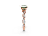 Rose gold Fancy Green Princess Cut Solitaire Twisted Pave Band with Four-Prong Setting_5