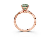 Rose gold Fancy Green Princess Cut Solitaire Twisted Pave Band with Four-Prong Setting_6