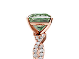 Rose gold Fancy Green Princess Cut Solitaire Twisted Pave Band with Four-Prong Setting_8