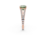 Rose gold Fancy Green Princess  Cut Split Shank Pave Diamond Engagement Ring with Four-Prong Setting_2