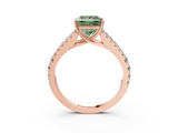 Rose gold Fancy Green Princess  Cut Split Shank Pave Diamond Engagement Ring with Four-Prong Setting_3