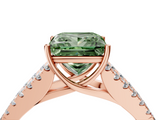 Rose gold Fancy Green Princess  Cut Split Shank Pave Diamond Engagement Ring with Four-Prong Setting_4