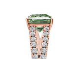 Rose gold Fancy Green Princess  Cut Split Shank Pave Diamond Engagement Ring with Four-Prong Setting_5