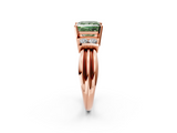 Rose gold Fancy Green Princess  Cut Three-Stone Channel Set Ring with Bar Prongs_2