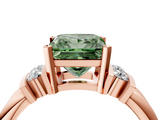 Rose gold Fancy Green Princess  Cut Three-Stone Channel Set Ring with Bar Prongs_4