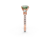 Rose gold Fancy Green Princess  Cut Three-Stone Diamond Pavé Band with Prong Setting_2