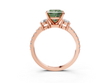 Rose gold Fancy Green Princess  Cut Three-Stone Diamond Pavé Band with Prong Setting_3