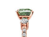 Rose gold Fancy Green Princess  Cut Three-Stone Diamond Pavé Band with Prong Setting_5