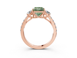 Rose gold Fancy Green Princess  Cut Three-Stone Diamond Pave Band with Prong Setting_20