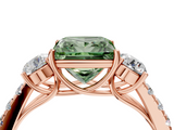 Rose gold Fancy Green Princess  Cut Three-Stone Diamond Pave Band with Prong Setting_21