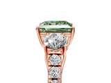 Rose gold Fancy Green Princess  Cut Three-Stone Diamond Pave Band with Prong Setting_22
