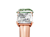 Rose gold Fancy Green Princess Cut Three-Stone Diamond Ring with Prong Setting on a Classic Band_17