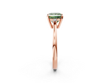 Rose gold Fancy Green Princess  Cut Three-Stone Solitaire Ring with Round Accent Diamonds and Four-Prong Setting_2