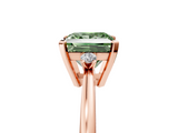 Rose gold Fancy Green Princess  Cut Three-Stone Solitaire Ring with Round Accent Diamonds and Four-Prong Setting_5
