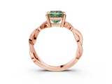 Rose gold Fancy Green Princess  Cut Twisted Pavé Band Solitaire Ring with Four-Prong Setting_3