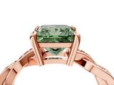Rose gold Fancy Green Princess  Cut Twisted Pavé Band Solitaire Ring with Four-Prong Setting_4