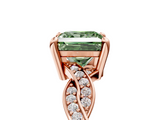 Rose gold Fancy Green Princess  Cut Twisted Pavé Band Solitaire Ring with Four-Prong Setting_5