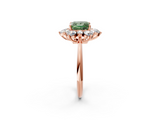 Rose gold Fancy Green Princess  Diamond Cluster Halo Ring with Solitaire Band and Four-Prong Setting_2