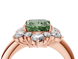 Rose gold Fancy Green Princess  Diamond Cluster Halo Ring with Solitaire Band and Four-Prong Setting_4