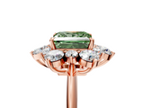 Rose gold Fancy Green Princess  Diamond Cluster Halo Ring with Solitaire Band and Four-Prong Setting_5