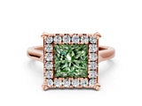 Rose gold Fancy Green Princess  Diamond Cluster Halo Solitaire with Four-Prong Setting_18