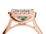 Rose gold Fancy Green Princess  Diamond Cluster Halo Solitaire with Four-Prong Setting_22