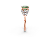 Rose gold Fancy Green Princess  Diamond Cluster Leaf Design Ring with Prong Setting_2