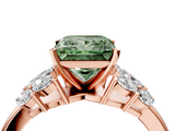 Rose gold Fancy Green Princess  Diamond Cluster Leaf Design Ring with Prong Setting_4