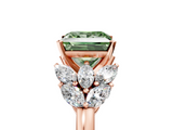 Rose gold Fancy Green Princess  Diamond Cluster Leaf Design Ring with Prong Setting_5