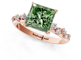 Rose gold Fancy Green Princess  Diamond Cluster Prong-Set Solitaire Ring_1