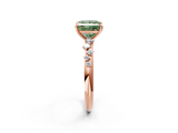 Rose gold Fancy Green Princess  Diamond Cluster Prong-Set Solitaire Ring_2