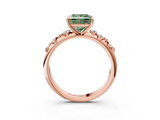 Rose gold Fancy Green Princess  Diamond Cluster Prong-Set Solitaire Ring_3